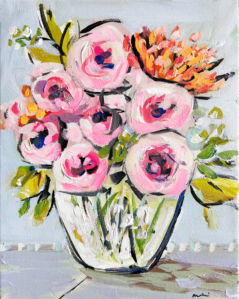 Print of Flowers on Paper or Canvas, 