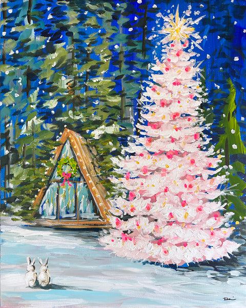 Christmas Print on Paper or Canvas "Christmas Cabin"