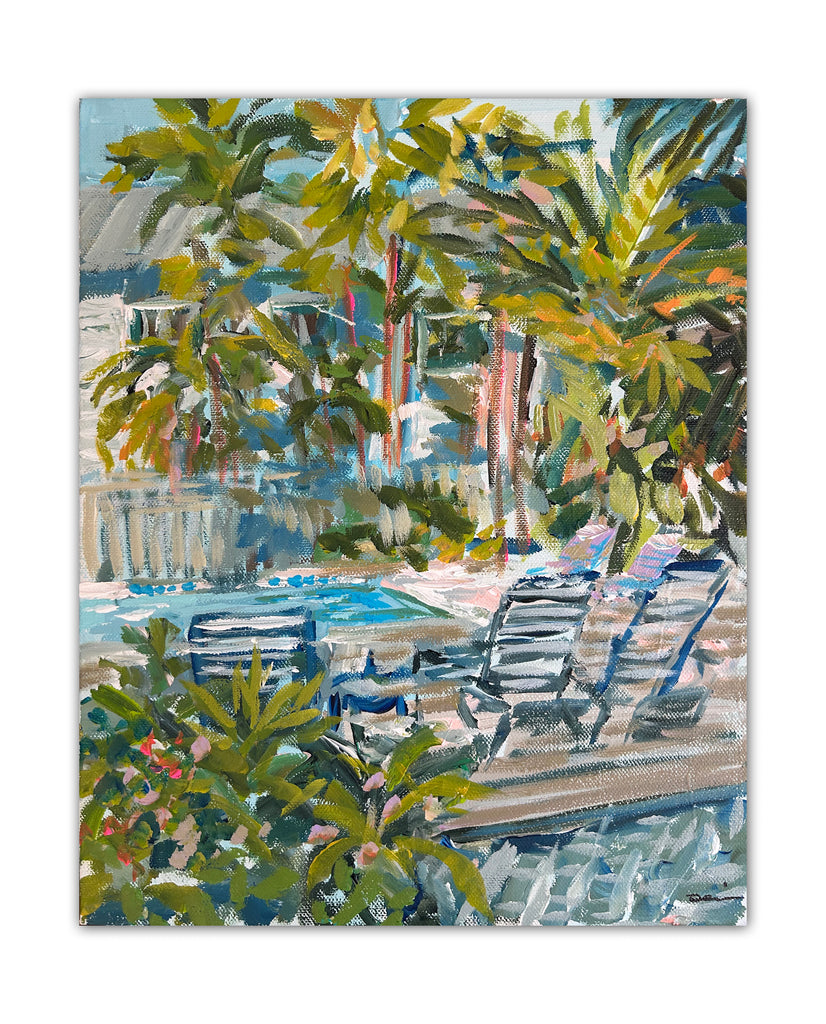 Painting on Canvas "Key West Pool" 11" x 14" Maren Devine Art, LLC