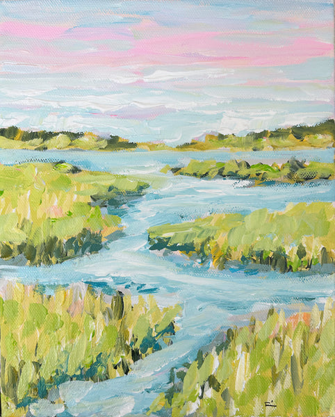 Small Marsh Painting on Canvas 