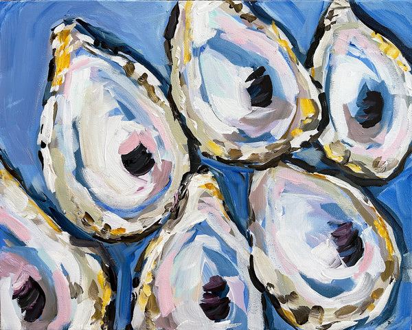 Oyster Print on Paper or Canvas "Oyster Shells on Cobalt"