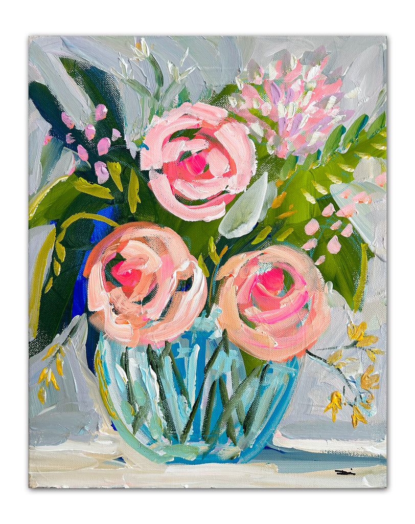 Abstract Flowers Painting on Canvas 