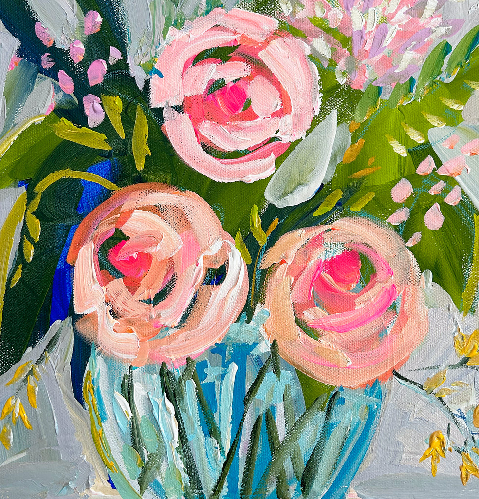 Abstract Flowers Painting on Canvas 