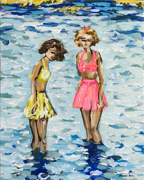 Figurative Print on Paper or Canvas, "Bathing Beauties"