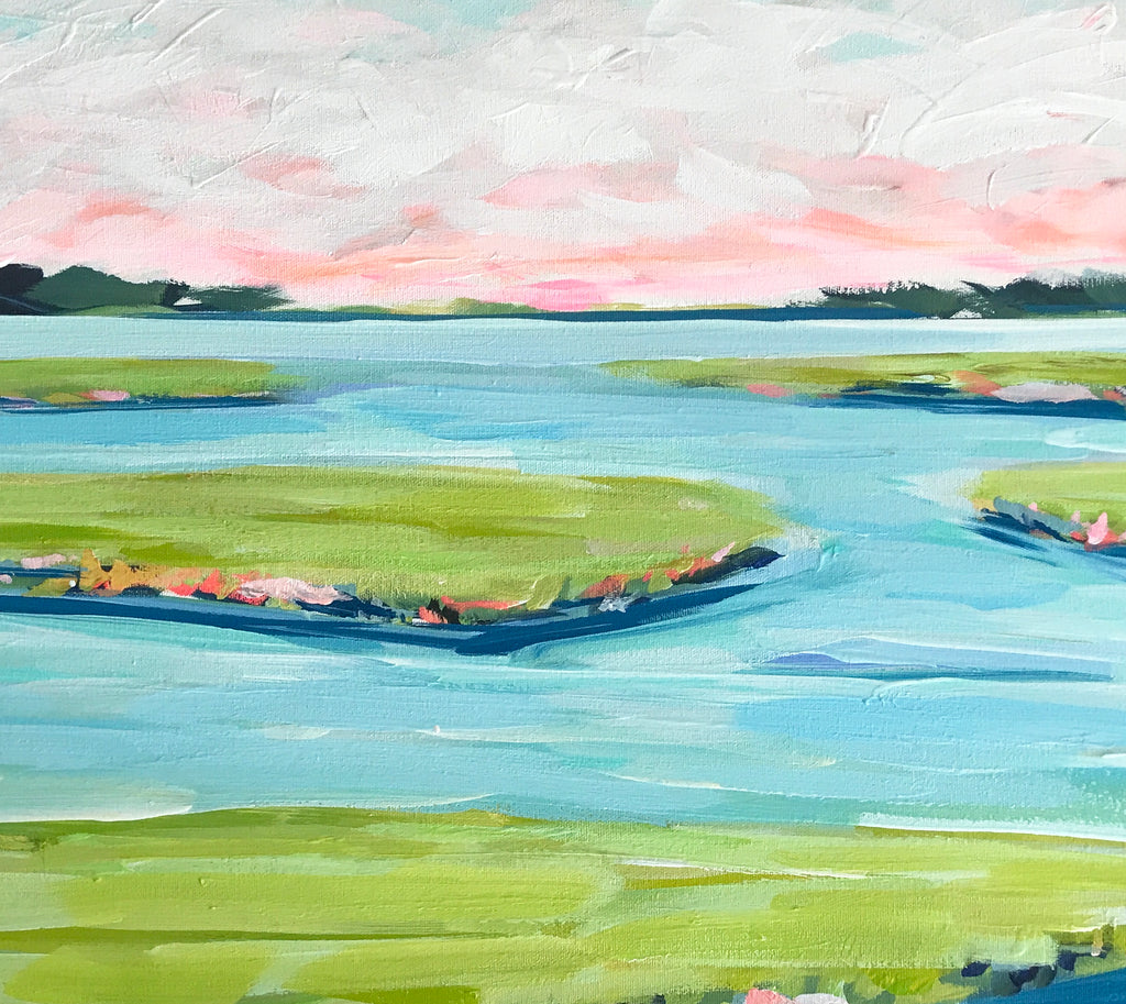 Abstract Marsh : 'Inlet in Color' retail fine art giclee of original acrylic painting