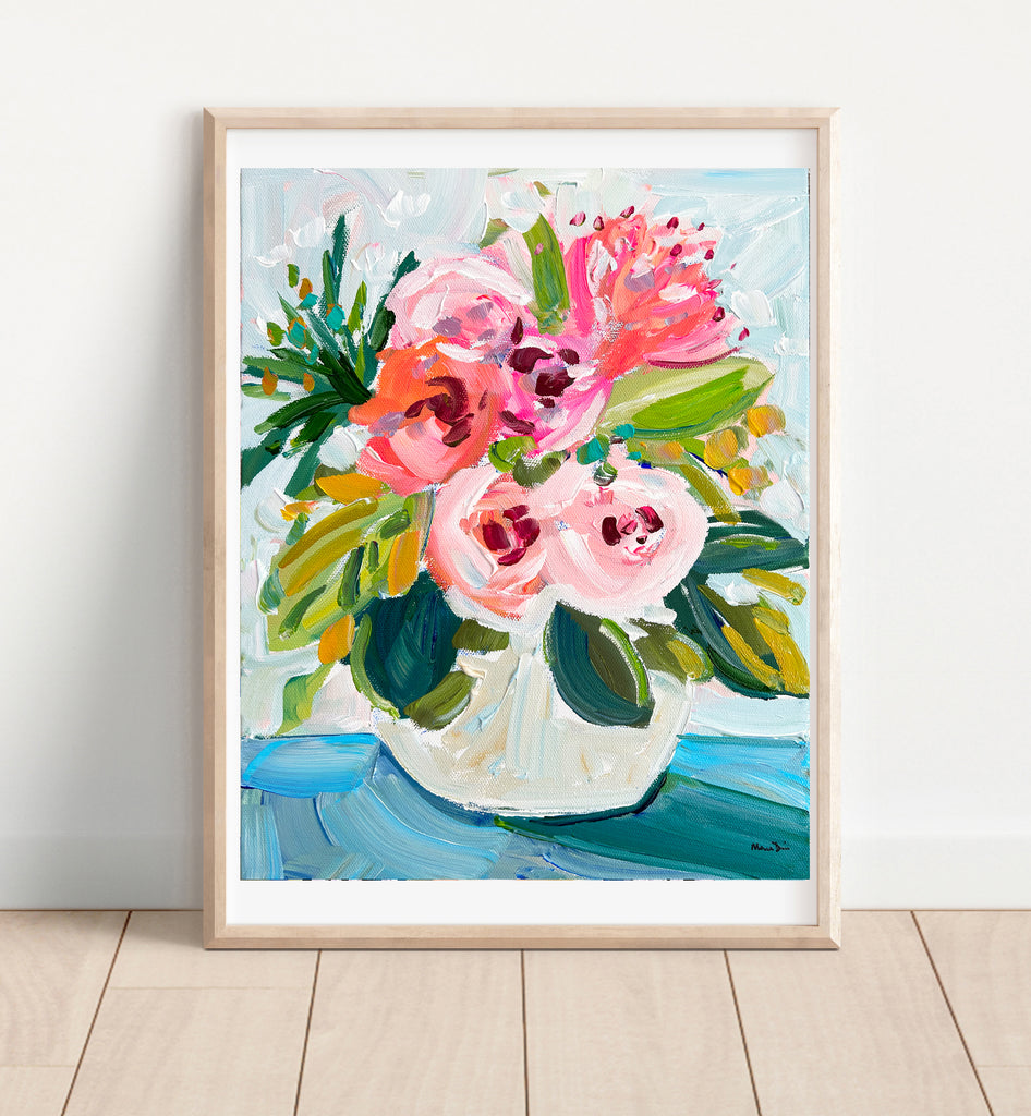 Print of Flowers on Paper or Canvas, 