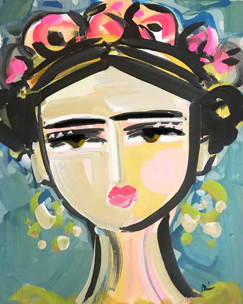 Frida Portrait PRINT on Paper or Canvas "Frida Watercolor " by Maren Devine