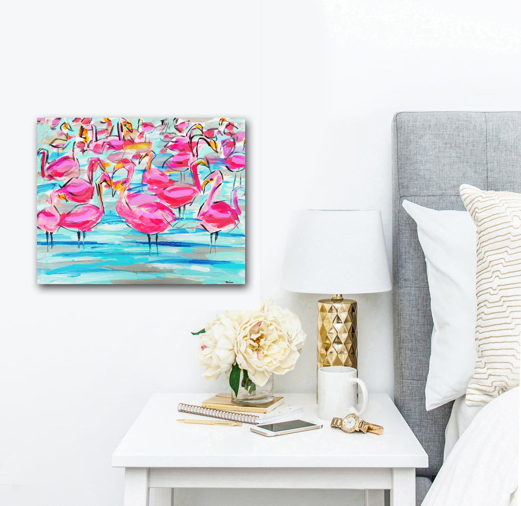Flamingos Print on Paper or Canvas 