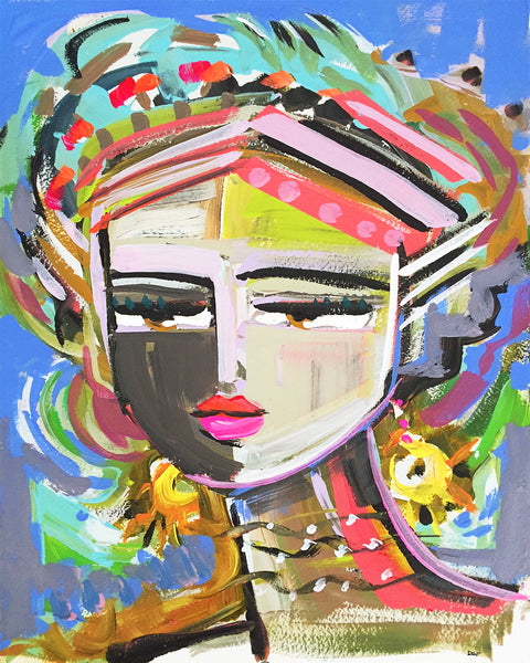 Frida Print on Paper or Canvas, "Neon Frida"