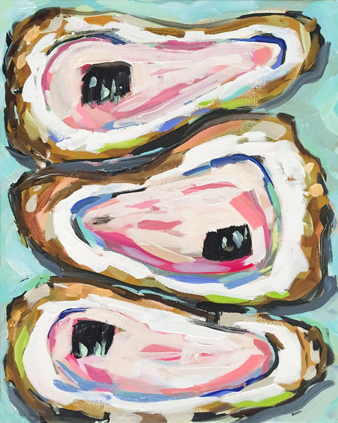 Oyster Print on Paper or Canvas "Oysters on Aqua"