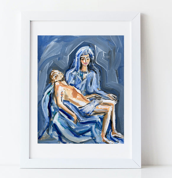 Mary print on paper or canvas, "Pieta"