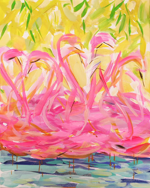 Flamingo Print on paper or canvas, "Pink Flamingos"