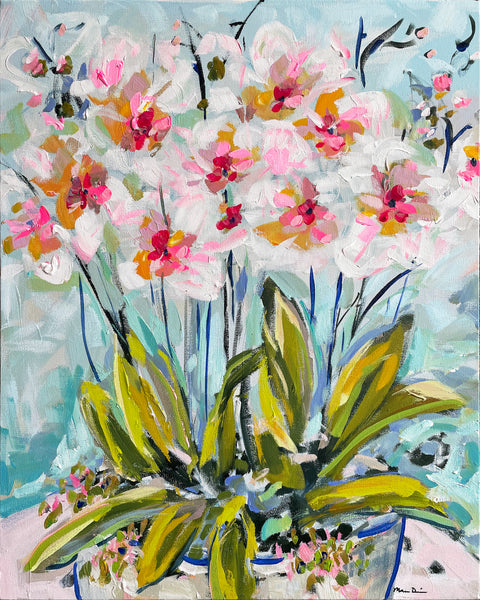 Print of Flowers on Paper or Canvas, "Pink Orchids"