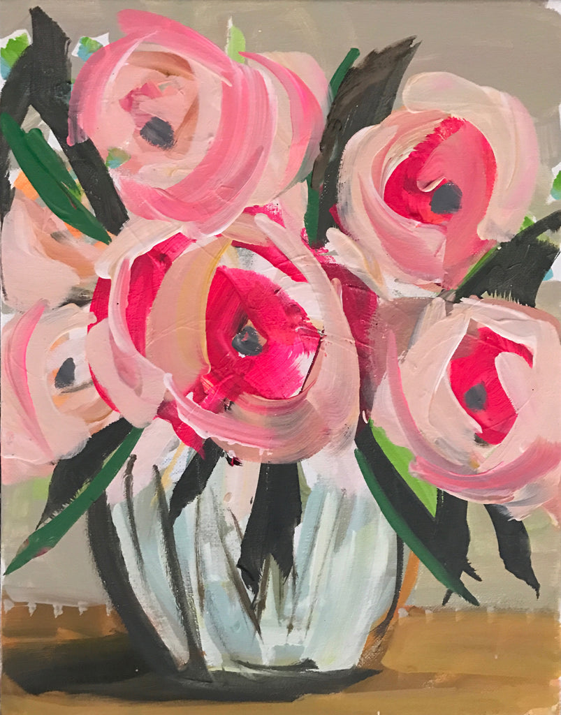 Print of Roses Abstract on Paper or Canvas, 