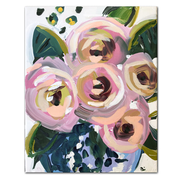 Print of Roses Abstract on Paper or Canvas, 