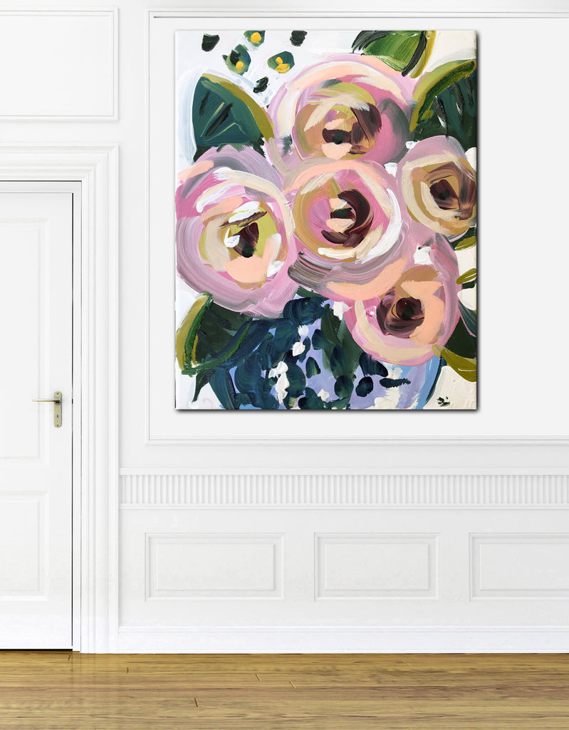 Print of Roses Abstract on Paper or Canvas, 