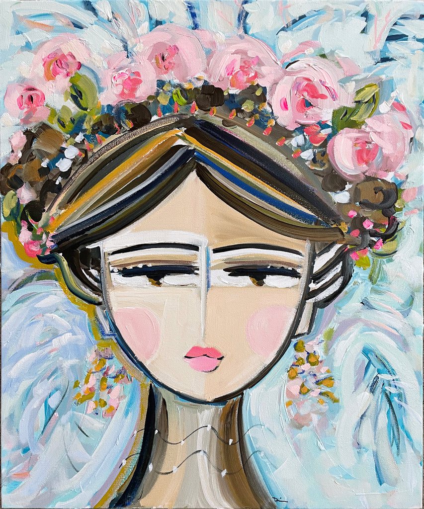 Warrior Girl Profile Original Painting on Canvas, Jetta