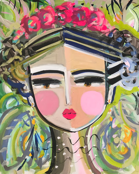 Warrior Girl Portrait on Paper or Canvas, "Paulette"