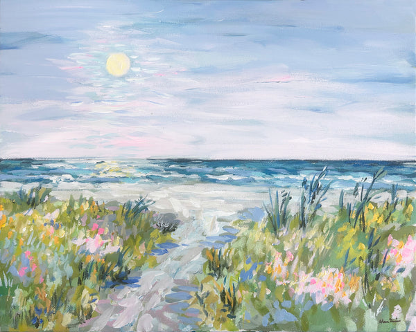 BEACH Print on Paper or Canvas, "Beach at Dusk"