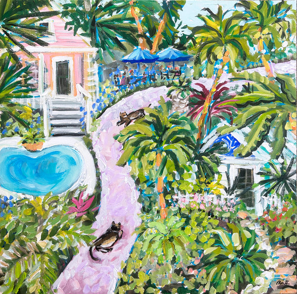 Key West Painting on Canvas "Key West Pathway" 20" x 20" SQUARE