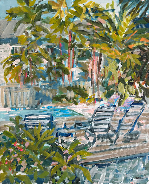 Painting on Canvas "Key West Pool" 11" x 14"