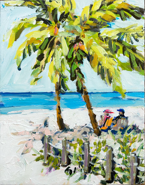 Beach Painting on Canvas "Key West Beach Day" 11"  14""