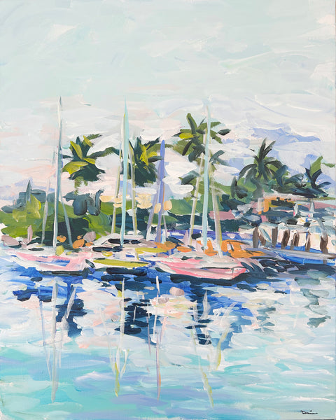Sailboats Print on Paper or Canvas, "Key West Marina"