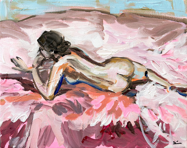 Figure Painting on Canvas, "Nude Study" after J. Sorolla,  8x10