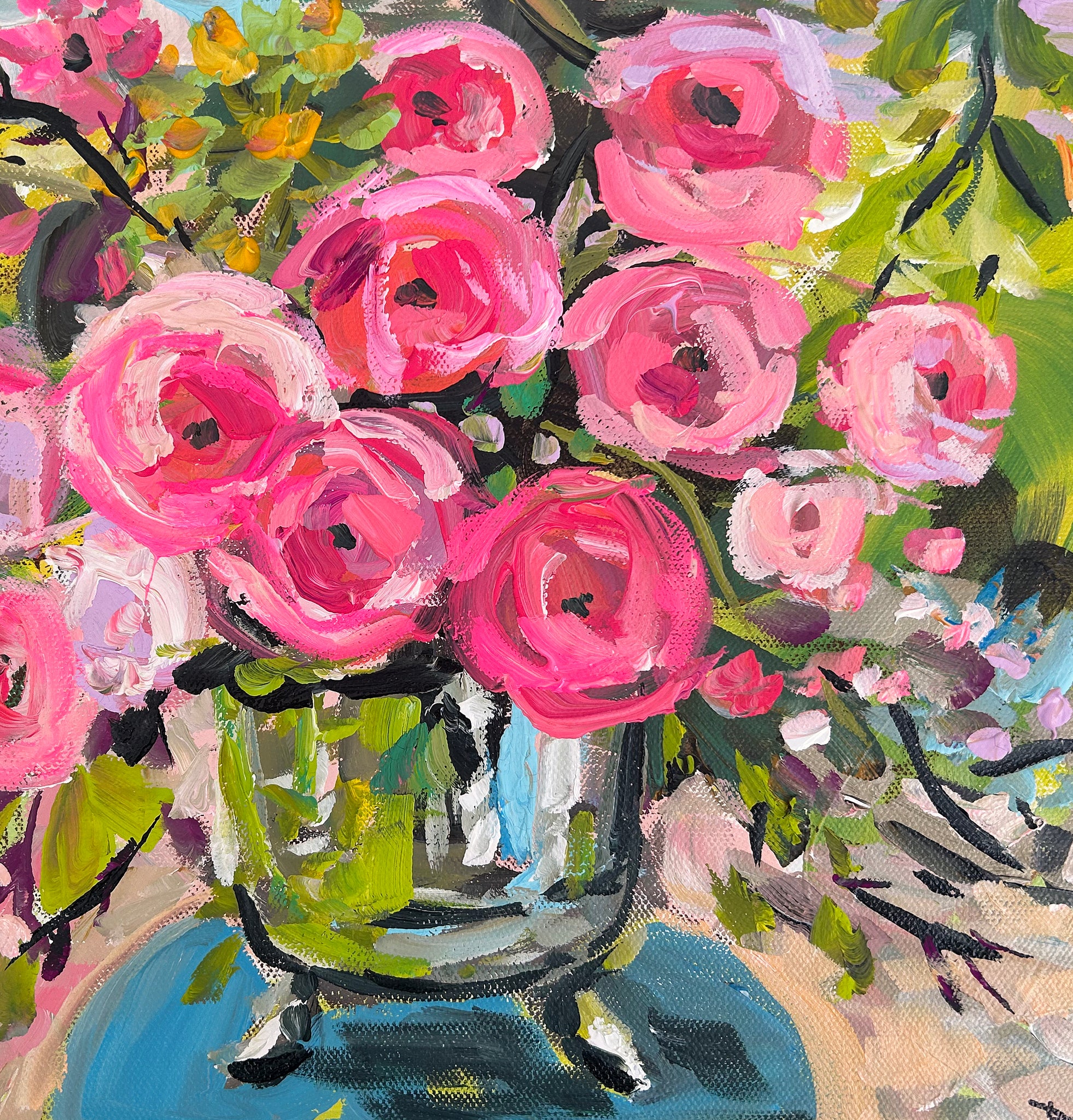 Impressionist Flowers Painting on Canvas 
