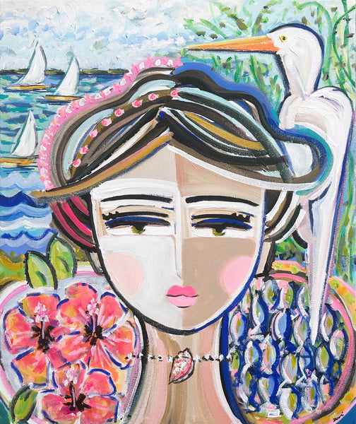 Warrior Girl Painting on Canvas "Warrior Girl Key West" 20" x 24"