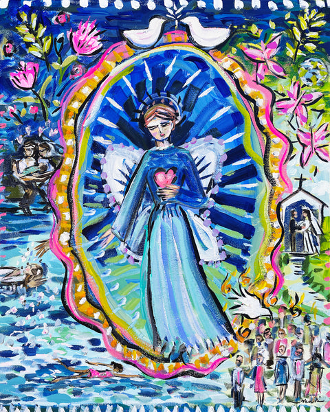 Guardian Angel Print on paper or canvas, "A Girl's Life"