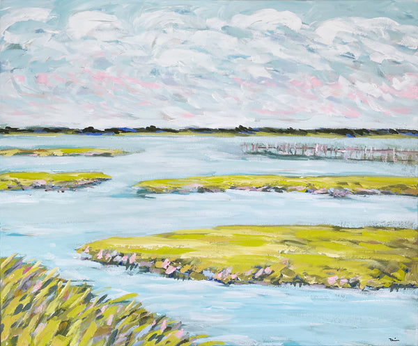 Original Landscape Painting on Canvas, "Marsh Day" 20x24
