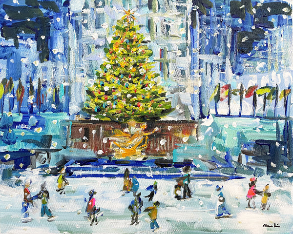 New York Ice Skating Print on Paper or Canvas