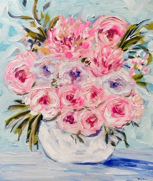 Original Painting on Canvas, "Spring Flowers"