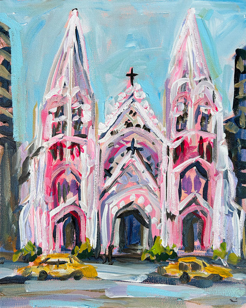Church Print on Paper or Canvas, "St. Patrick's Dusk"