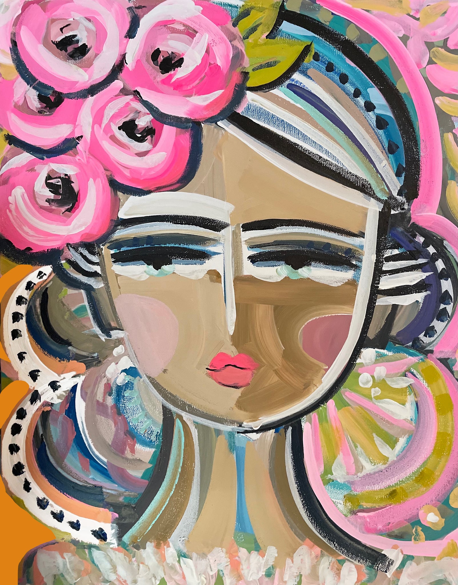 Warrior Girl Portrait on Paper or Canvas, "Hutton" Maren Devine Art, LLC