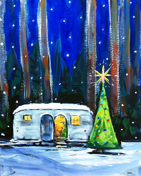 Christmas Tree PRINT on Paper or Canvas, "Airstream Christmas"
