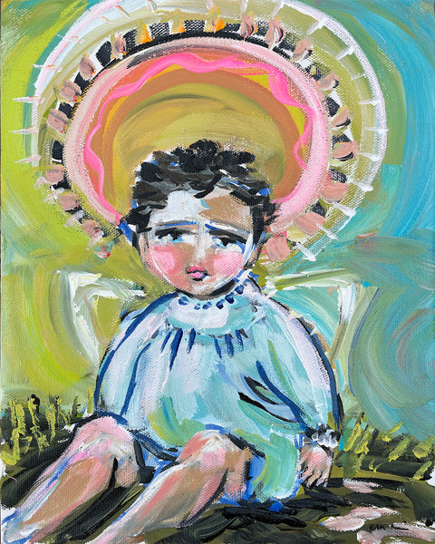 Original Painting on Canvas, Angel Baby 8" x 10