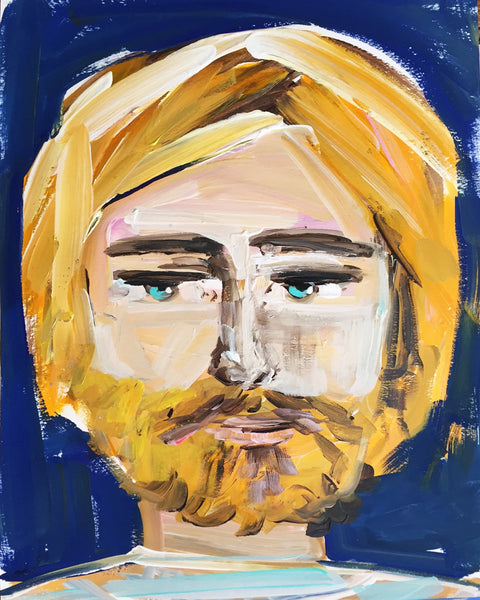 Bearded Man Portrait on Paper or Canvas "Joe"