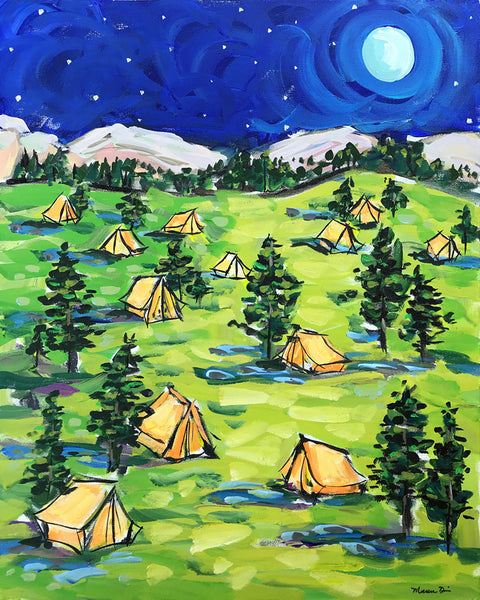 Camping Print on Paper or Canvas, "Blue Moon"