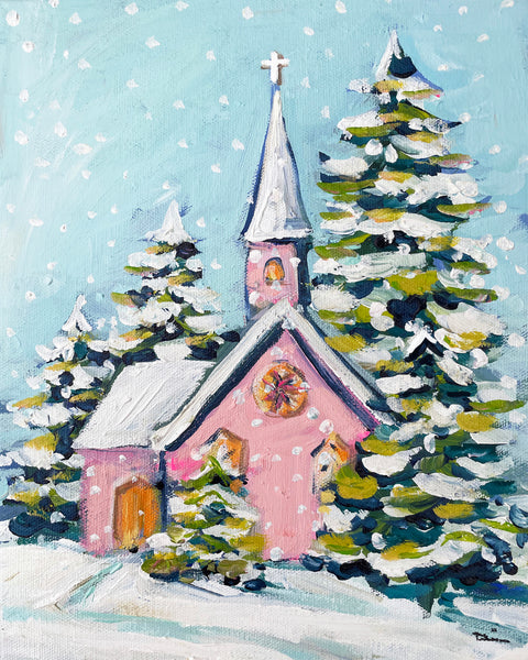Christmas  Print on Paper or Canvas "Christmas Church"