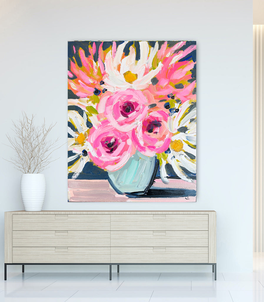 Print of Flowers on Paper or Canvas, 