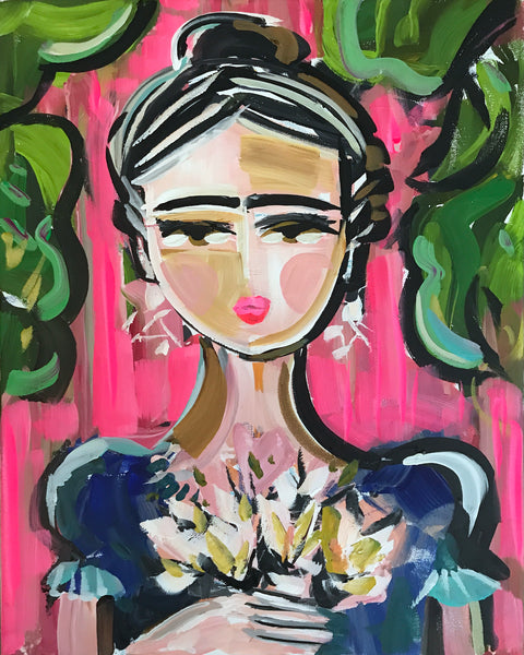 Frida Print on Paper or Canvas, "Diego's Flowers"