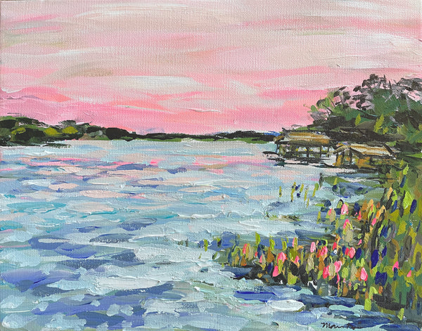 Original Painting on Canvas, "Dusk on the Water"