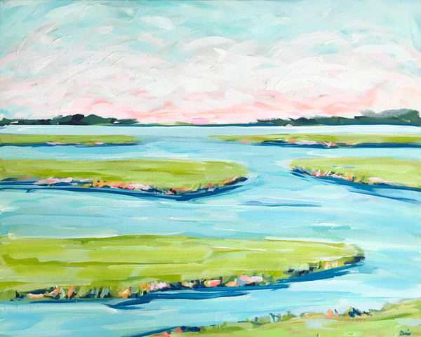 Marsh Print on Paper or Canvas, "Dusky Sky Marsh"