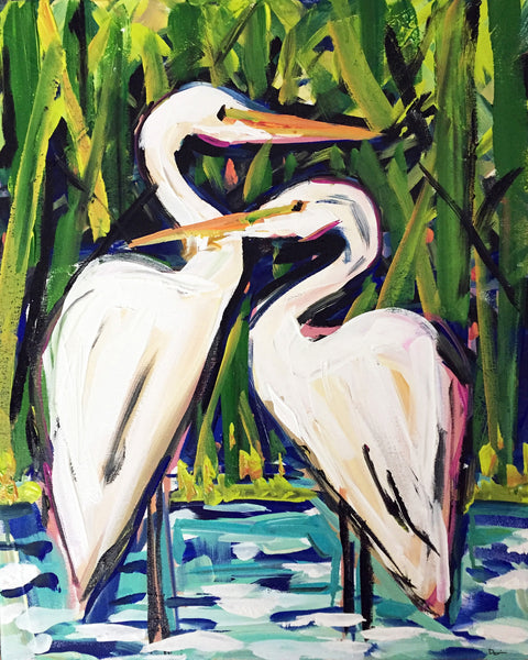 Egrets Print on Paper or Canvas, "Egrets"