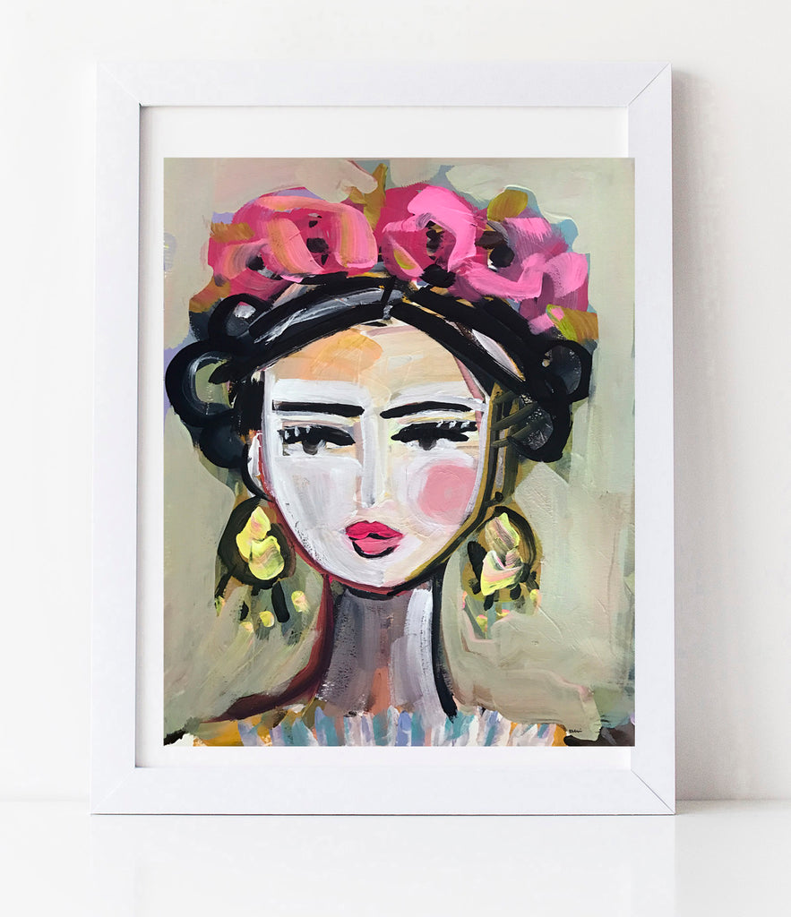 Frida Portrait Print on Paper OR Canvas, 