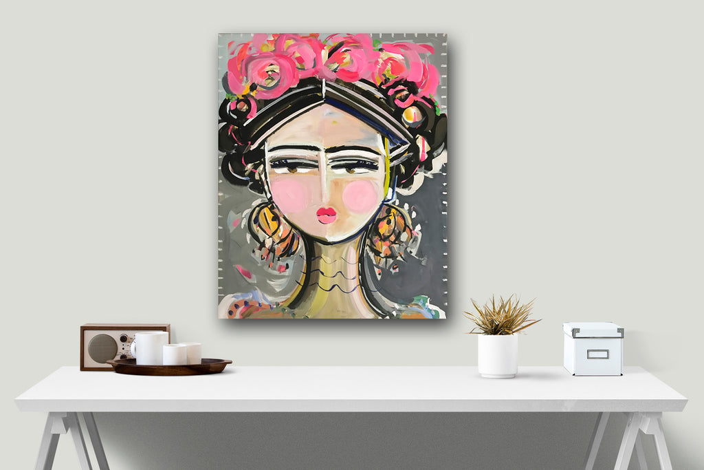 Frida Portrait Print on Paper OR Canvas, 