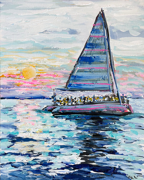Key West Print on Paper or Canvas, "Key West Sailboat"