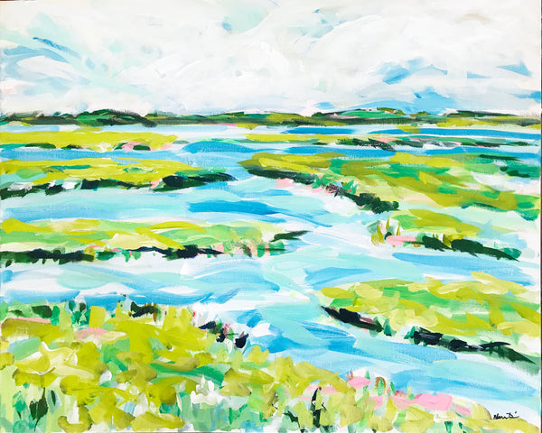 Abstract Marsh Print on Paper or Canvas, "Lively Marsh"